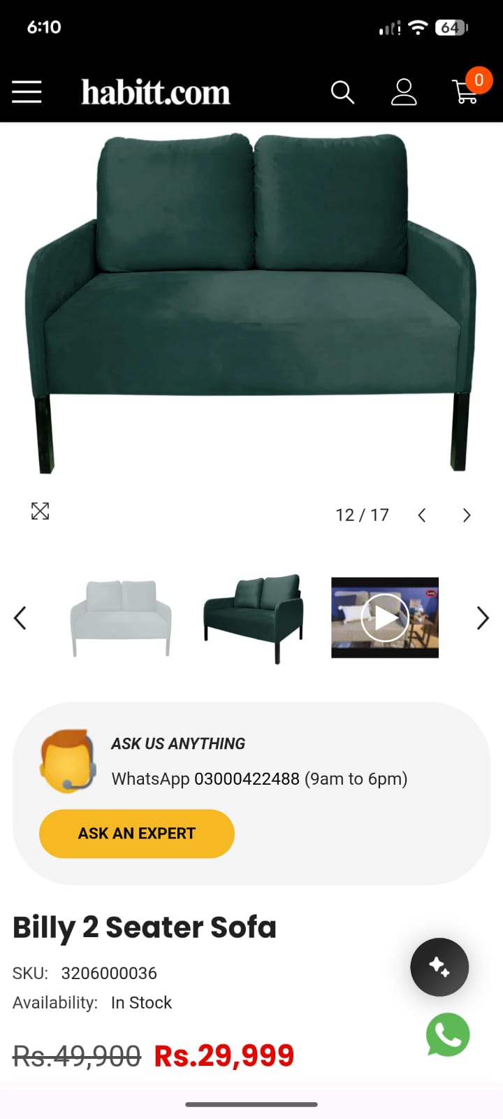 Habitt Billy 2 Seater Sofa