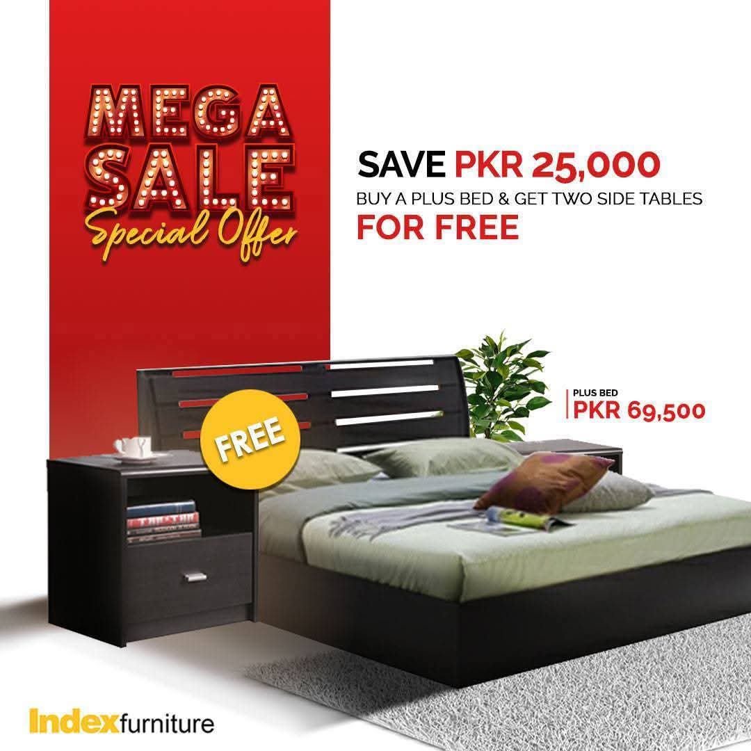 🔥Index Furniture 🔥 King Size Bed with 2 Side Tables