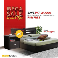🔥Index Furniture 🔥 King Size Bed with 2 Side Tables