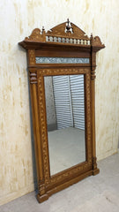 Antique Solid Burma Teak Wood Full Length Wall Mirror