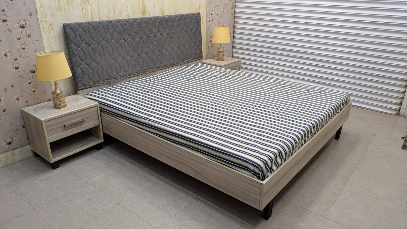 Habitt King Size Bed With 2 side tables