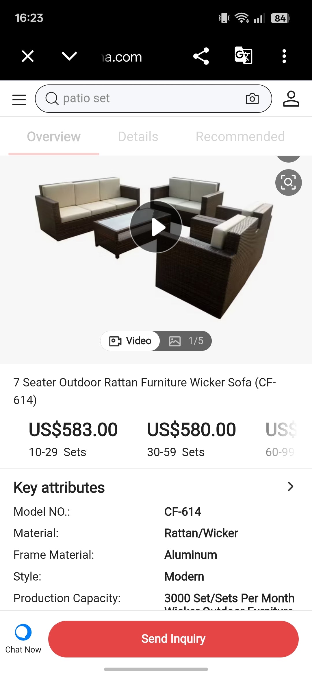 Rattan 7 Seater Sofa Set With centre table