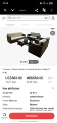Rattan 7 Seater Sofa Set With centre table
