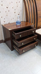 Imported Solid Sheesham Wood Super King Size Bed with 2 Side Tables