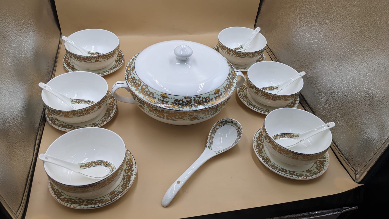 Imported 21 Pieces New Bone China Soup Set