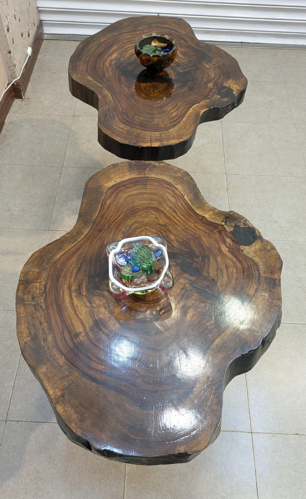 Brand New Unused Live Edge Pair Of Corner Tables