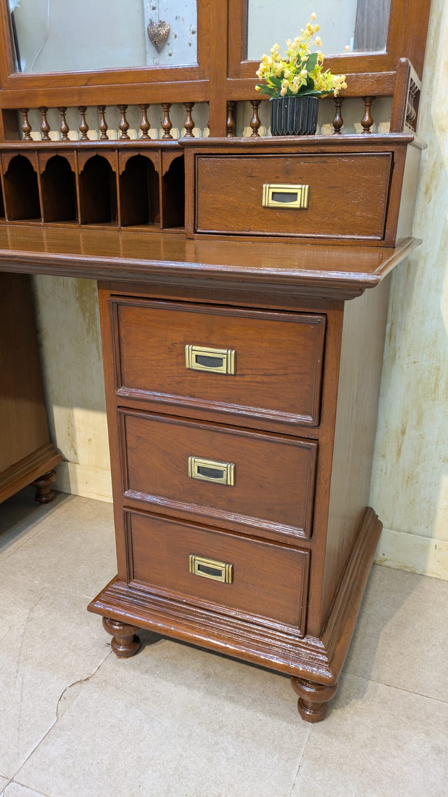 Antique Mid Century Solid Burma Teak Wood Dressing Table