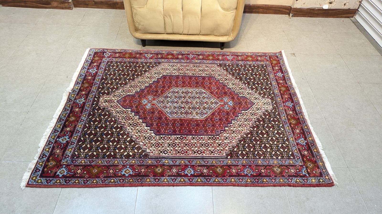 Vintage Persian Bidjar Hand Knotted Carpet