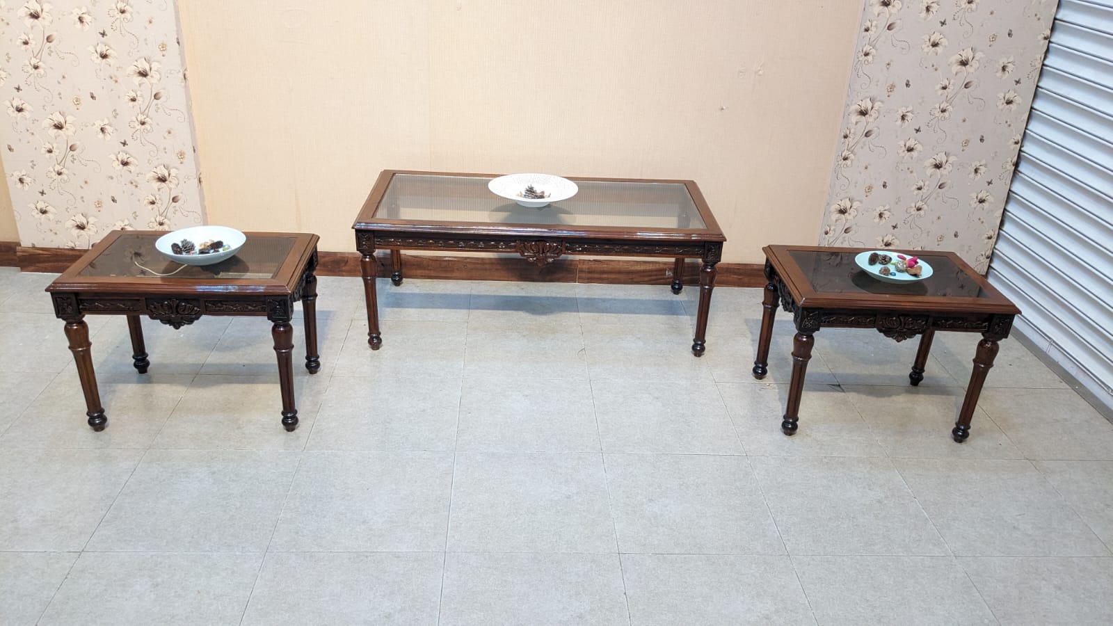 Solid Sheesham Wood Center & Side Tables Set