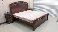 Solid Sheesham Wood King Size Bed with 2 Side Tables