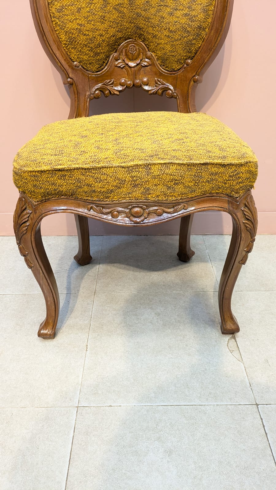 Solid Burma teak wood chair with stool