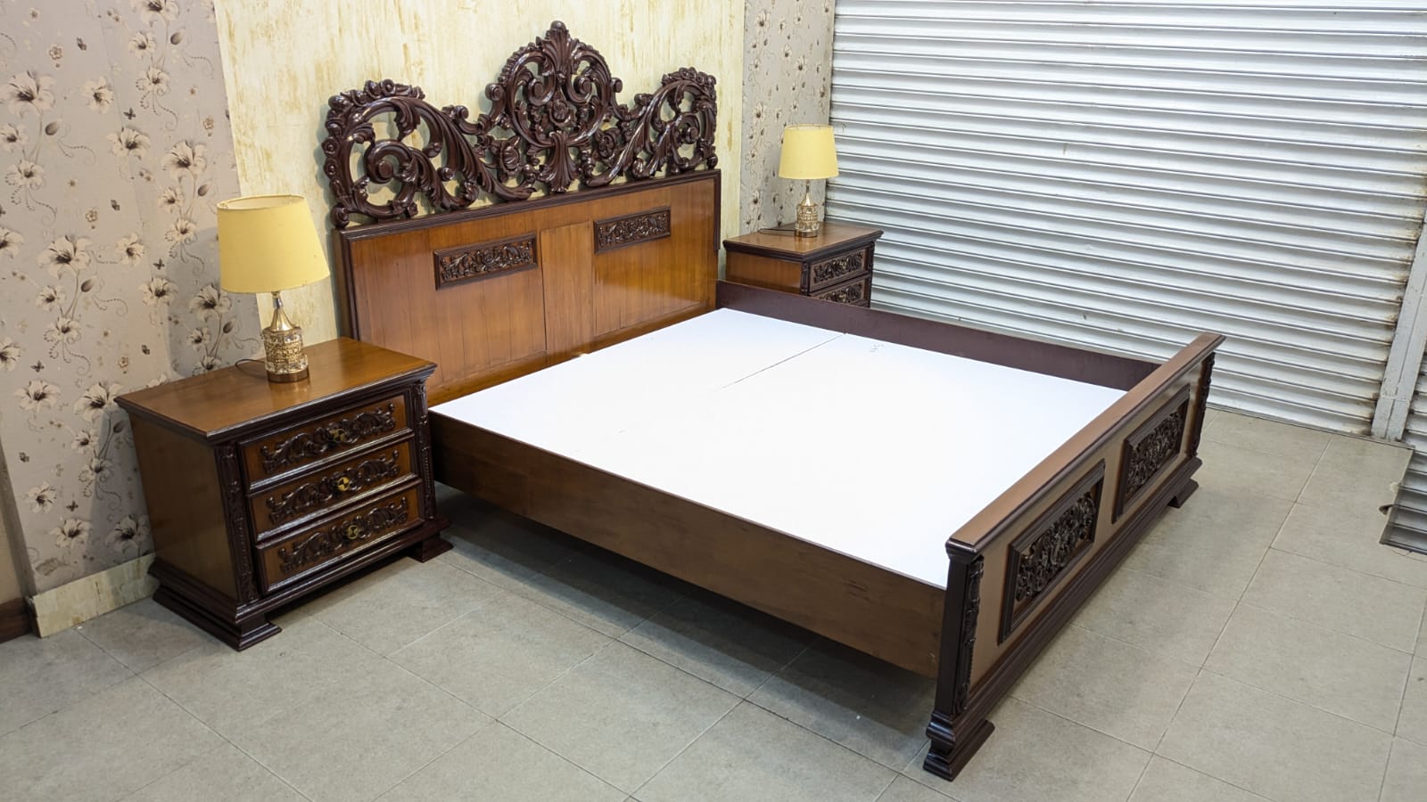 Teak Wood & Teak Ply King Size Bed Set
