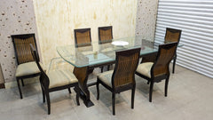 SOLID SHEESHAM WOOD 6-SEATER DINING TABLE + 1 EXTRA CHAIR