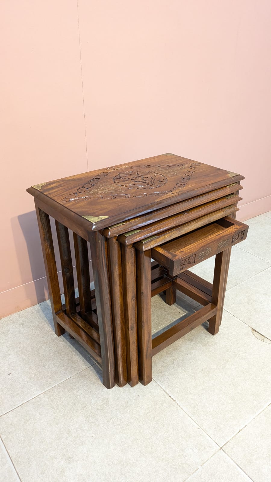 Solid Sheesham Wood Nesting Table