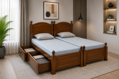 Pair Of Single Bed With Storage Drawers
