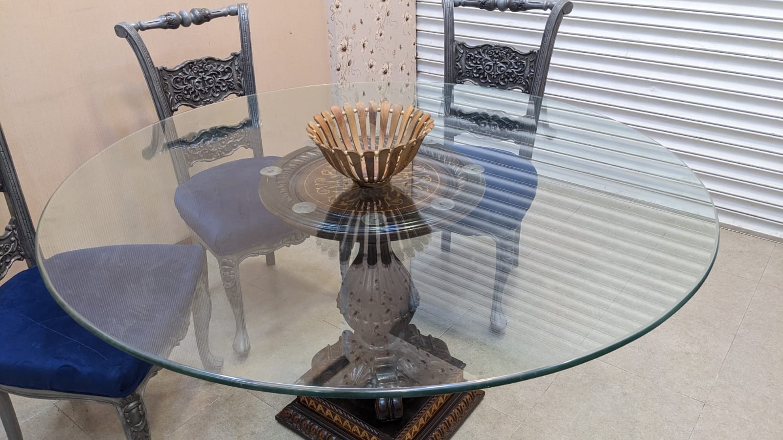 Solid Sheesham Wood 6 Seater Round Dining Table