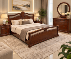 Elegant Sheesham Wood and ply King Size Bed Set