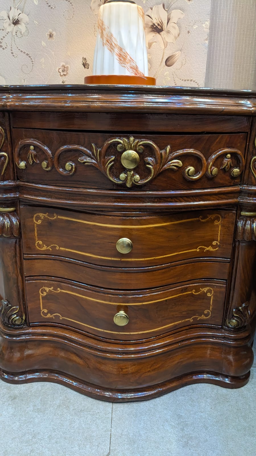 Solid Sheesham Wood King Size Bed Set