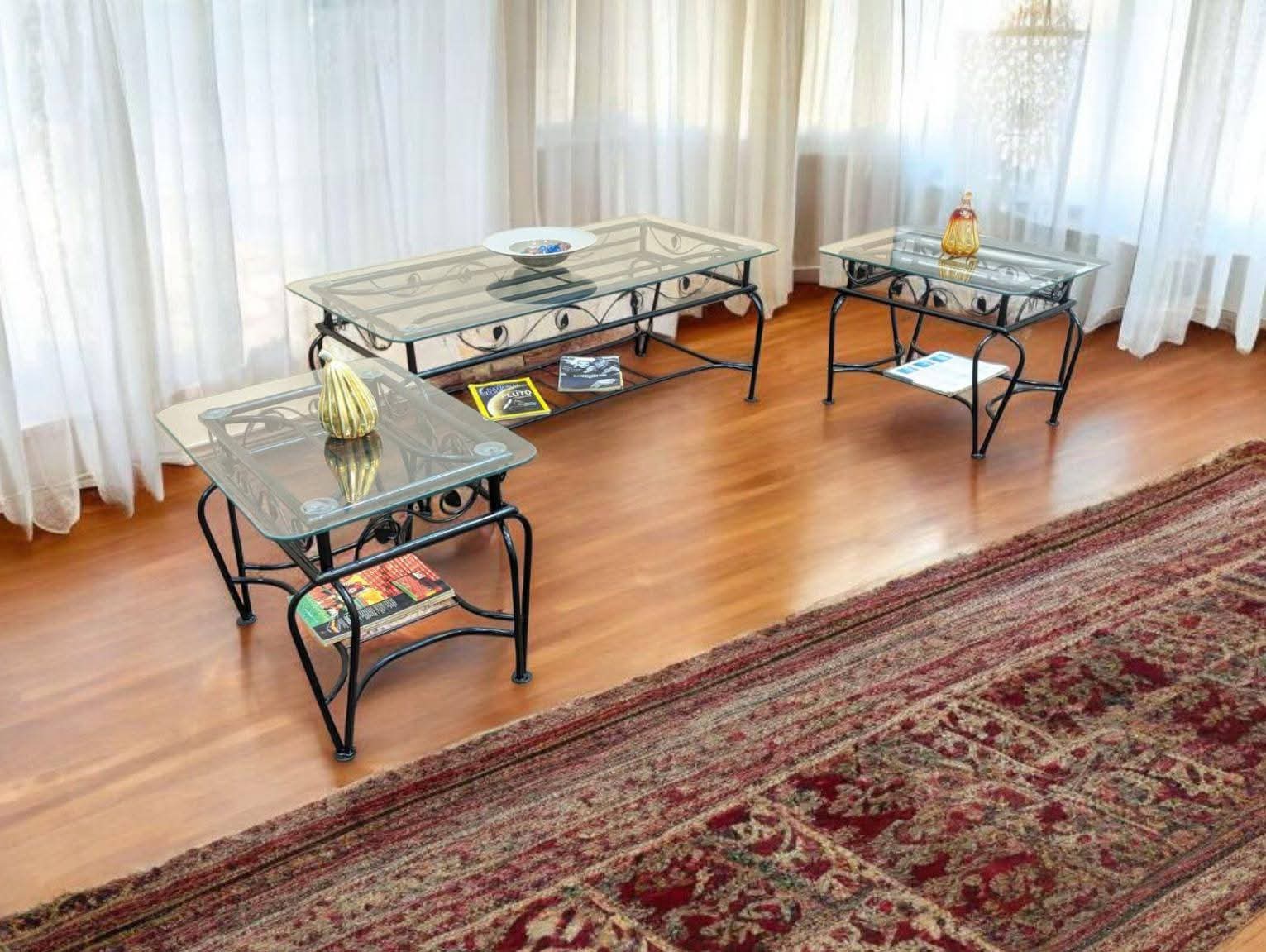 Metal Center & Side Tables Set