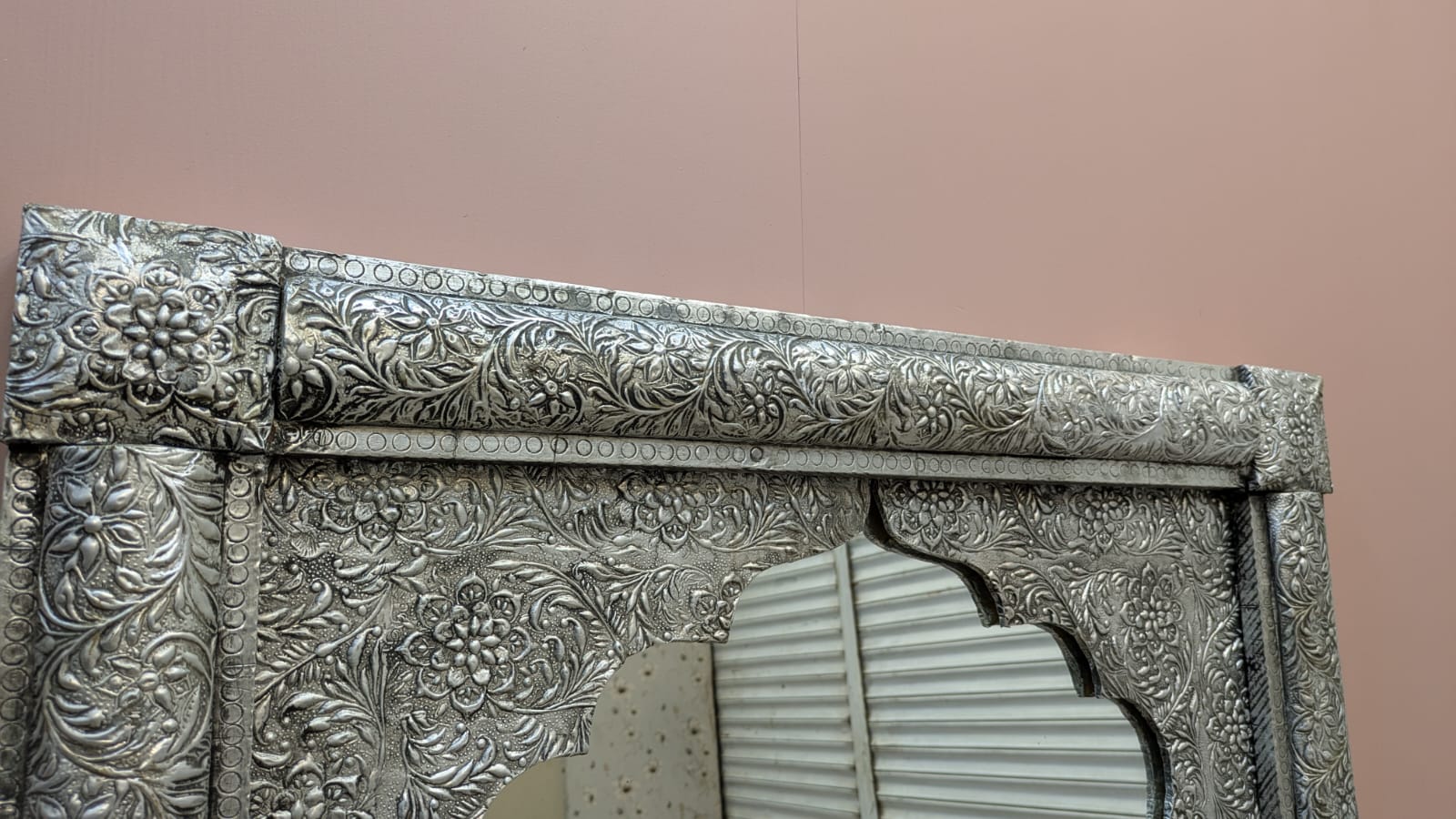 Elegant Handcrafted Silver Console Table with Mirror