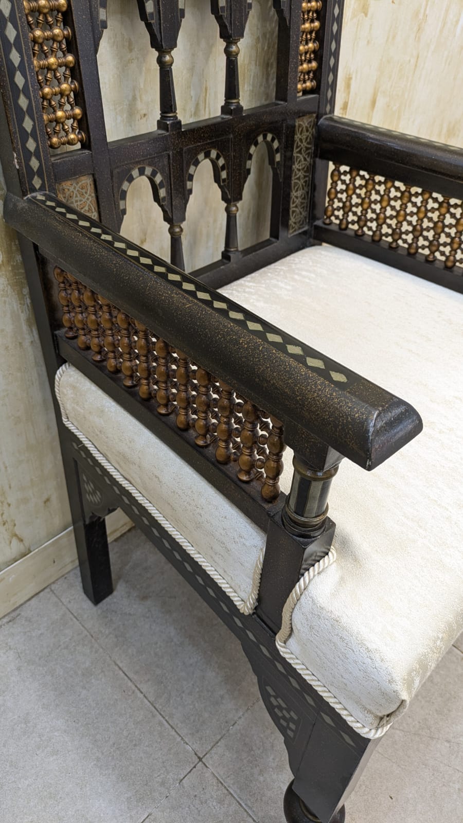 IMPORTED ANTIQUE MIDDLE EASTERN MOORISH ARMCHAIR