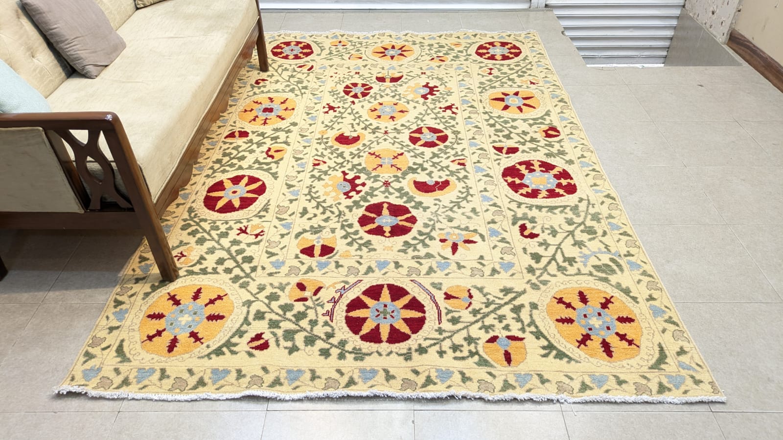 Imported Vintage Uzbekistan Suzani Hand Knotted Carpet