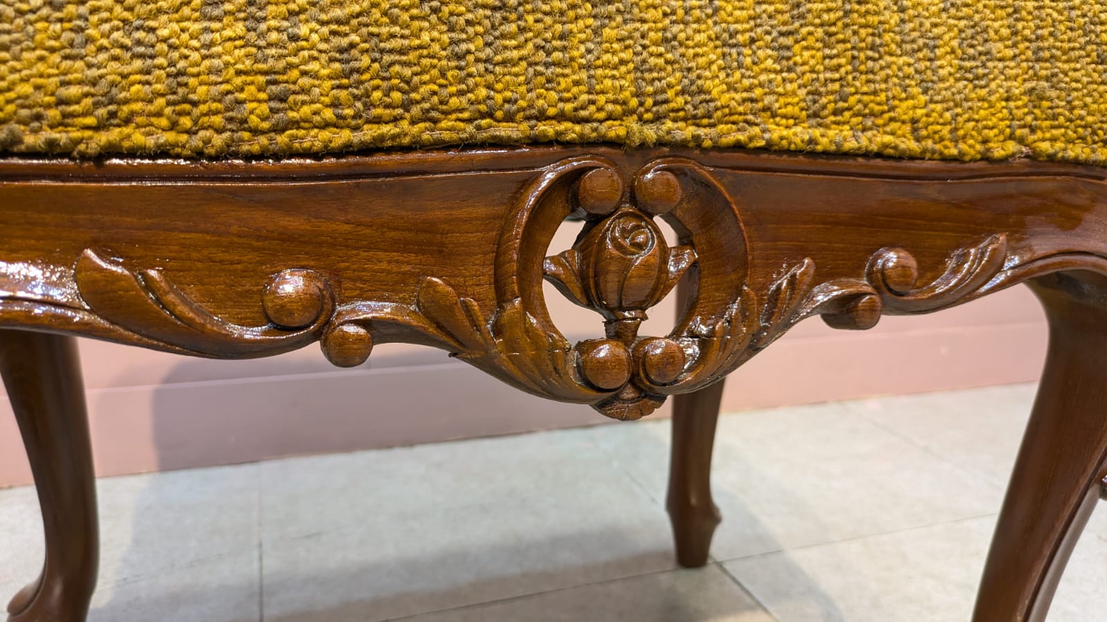 Solid Burma teak wood chair with stool