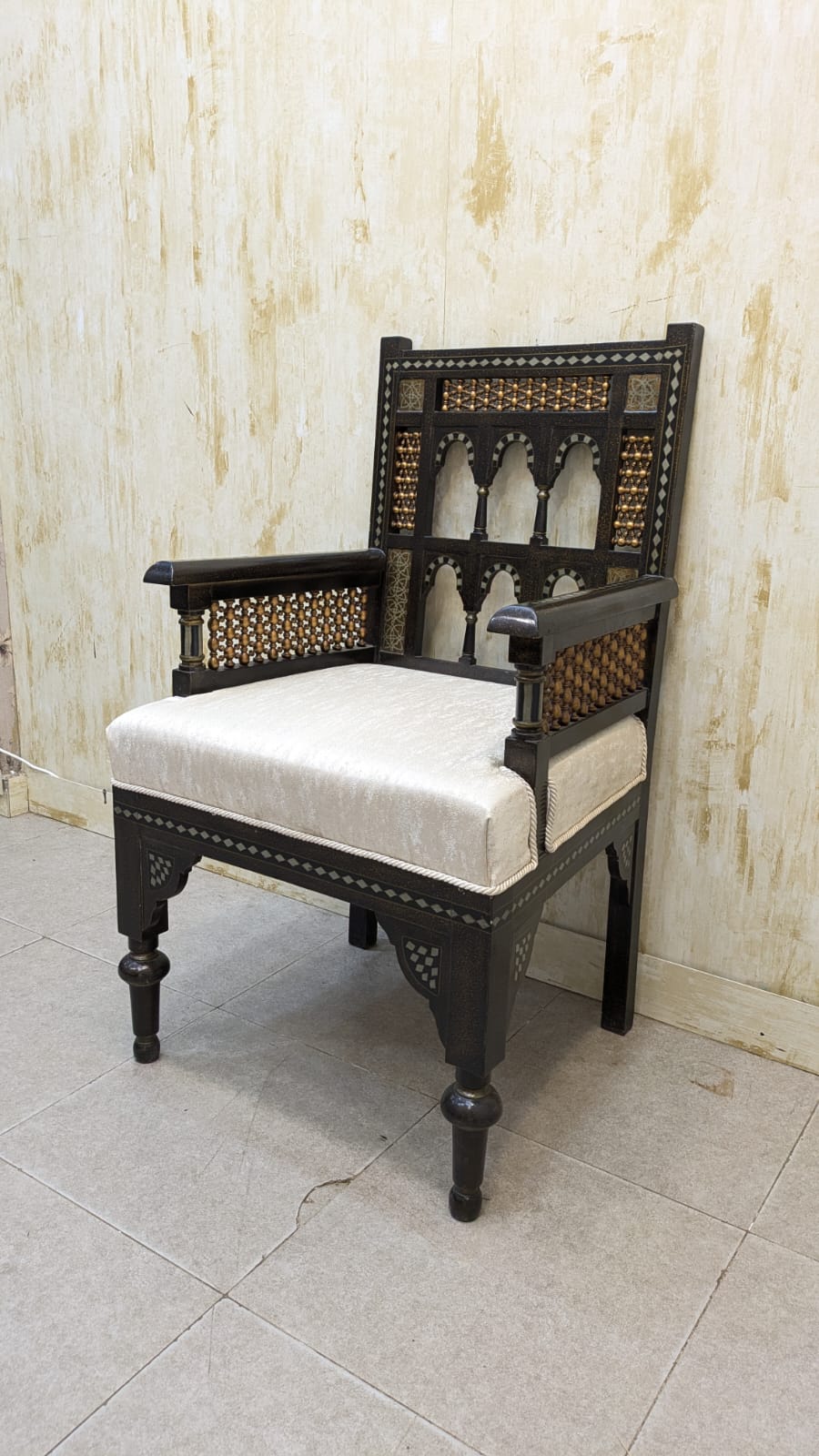 IMPORTED ANTIQUE MIDDLE EASTERN MOORISH ARMCHAIR