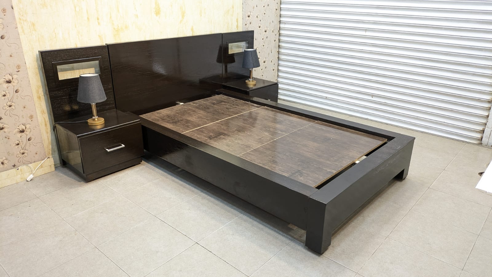 Single Bed with Mattress and 2 Side Tables