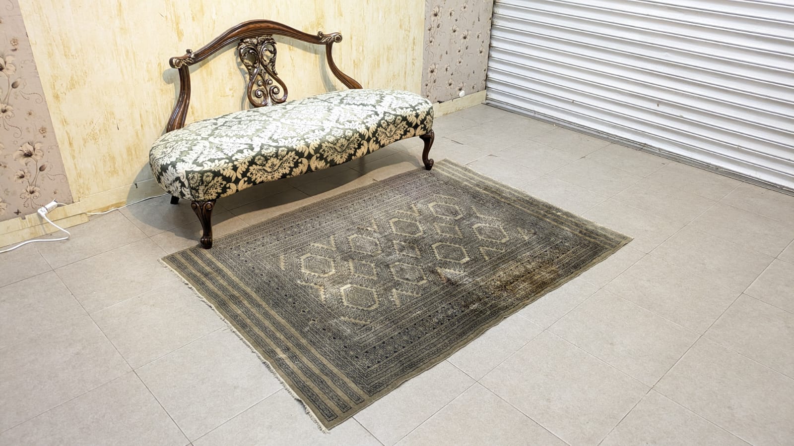 Vintage Hand-Knotted Bokhara Tribal Wool Carpet.