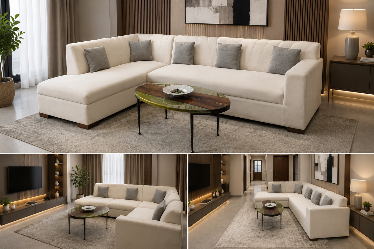 Modern Design 6 Seater L Shape Sofa Set