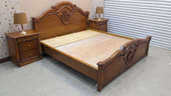 Diyar Wood and Ply King Size Bed with 2 Side Tables