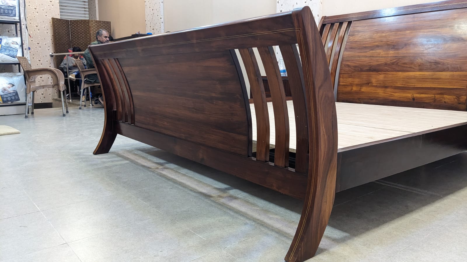 Imported Solid Sheesham Wood Super King Size Bed with 2 Side Tables