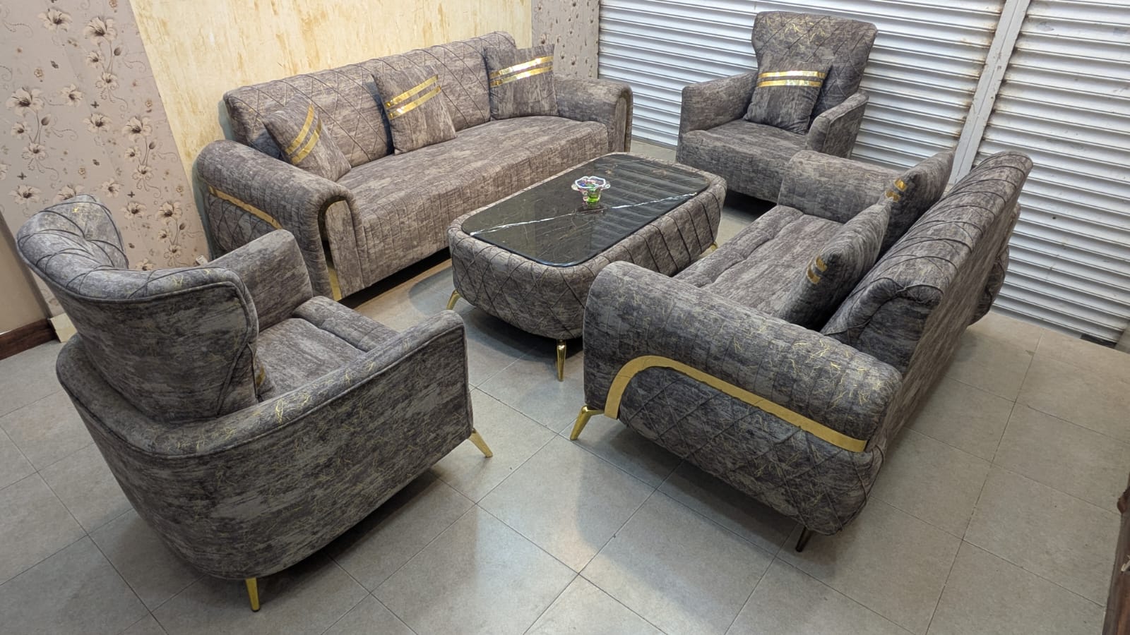 Turkish Design 7 Seater Sofa Set with Center Table