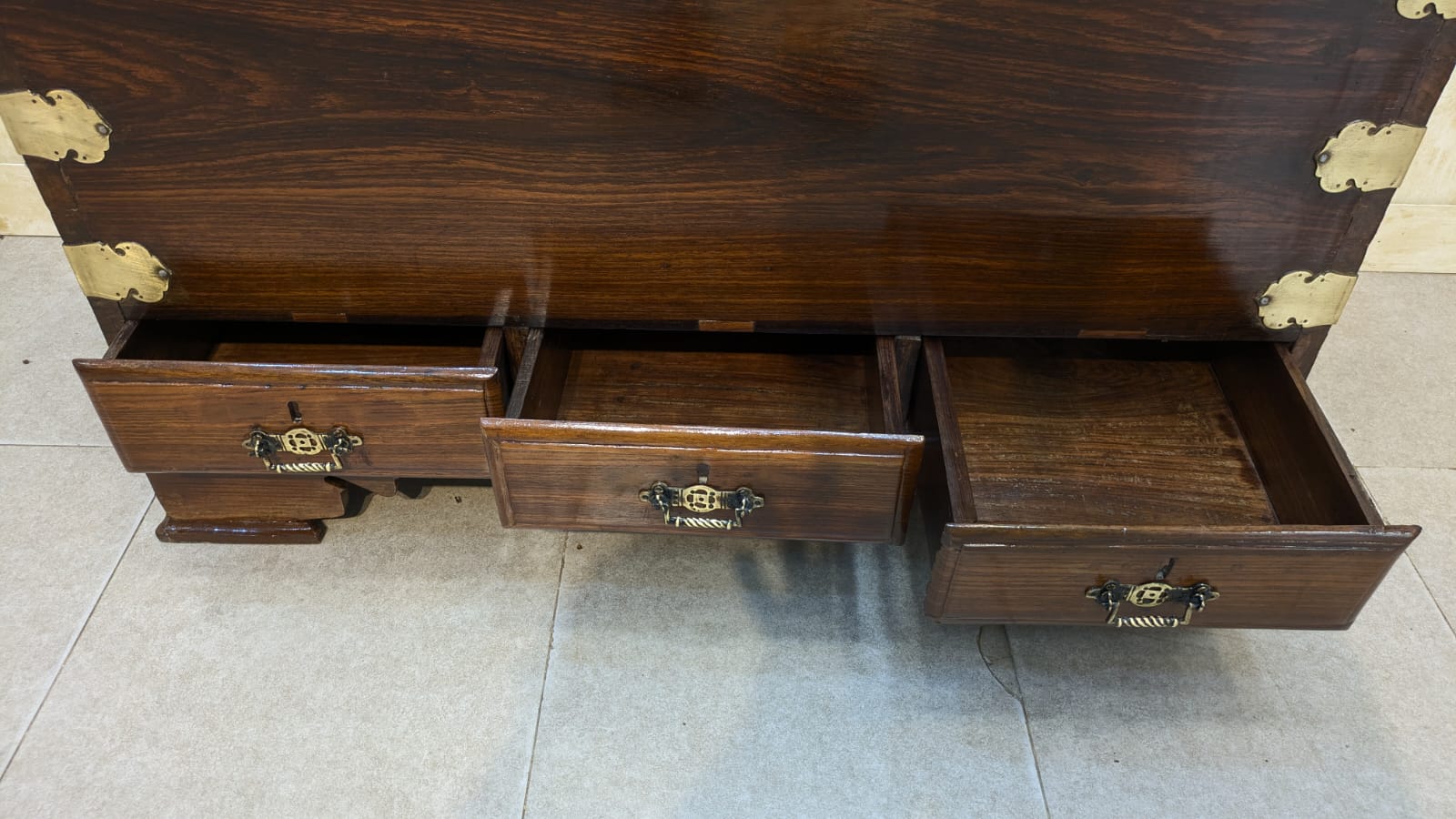 Antique Mid Century Solid Sheesham Wood Trunk