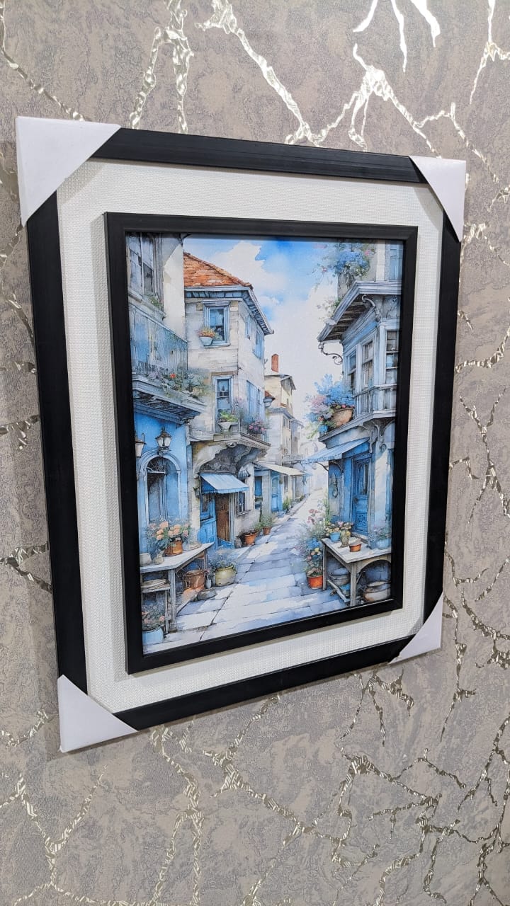 Wall Mounted Frame “Blue European Street”