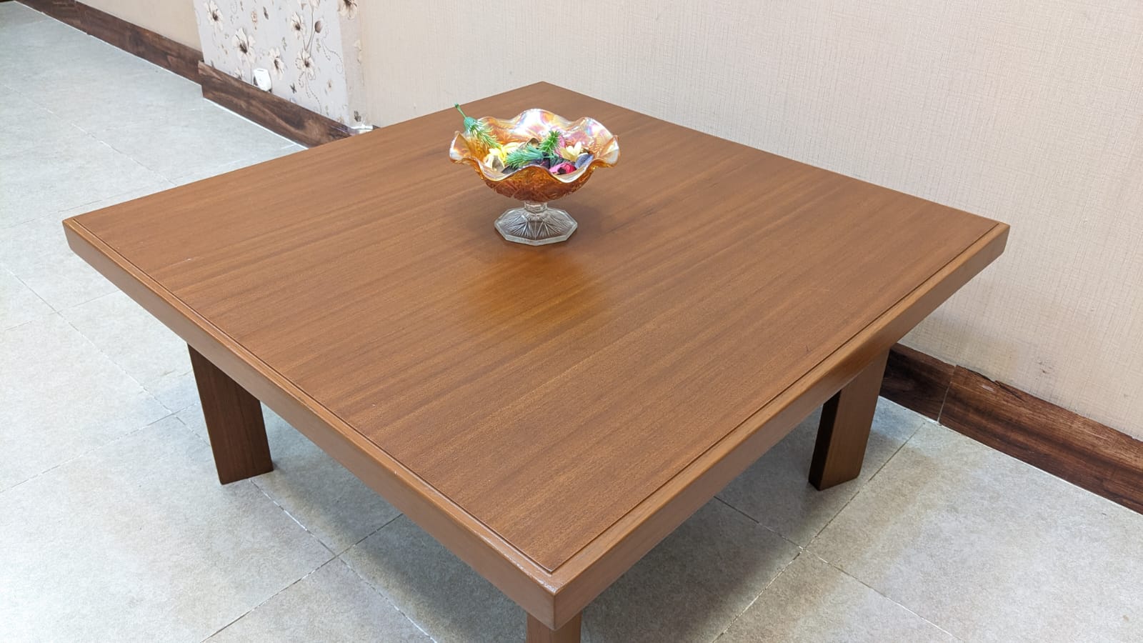 Burma Teak Wood and Teak Ply Center and Side Tables Set