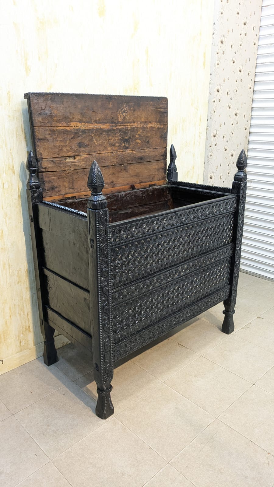 Antique Afghan Hand Carved Large Chest