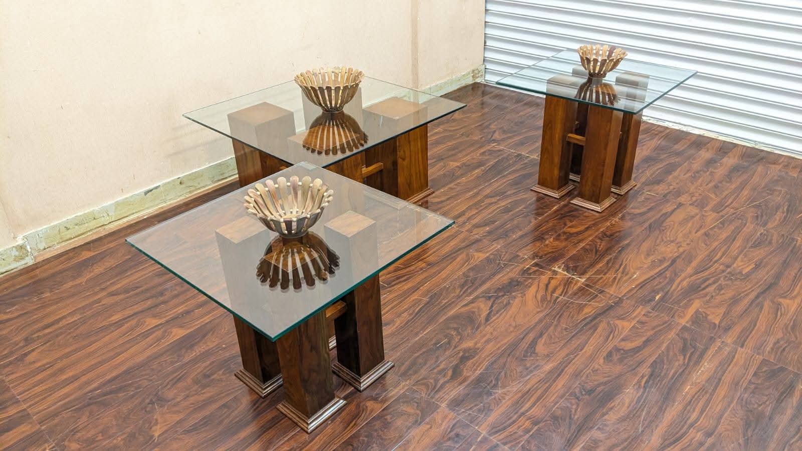 Solid Sheesham Wood Center And Side Tables Set