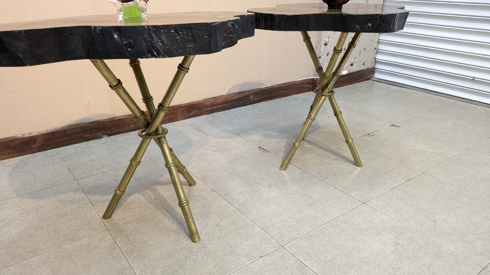 Brand New Unused Live Edge Pair Of Corner Tables