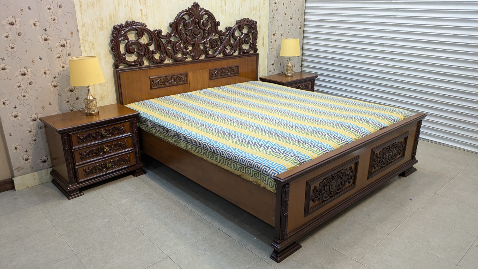 Teak Wood & Teak Ply King Size Bed Set