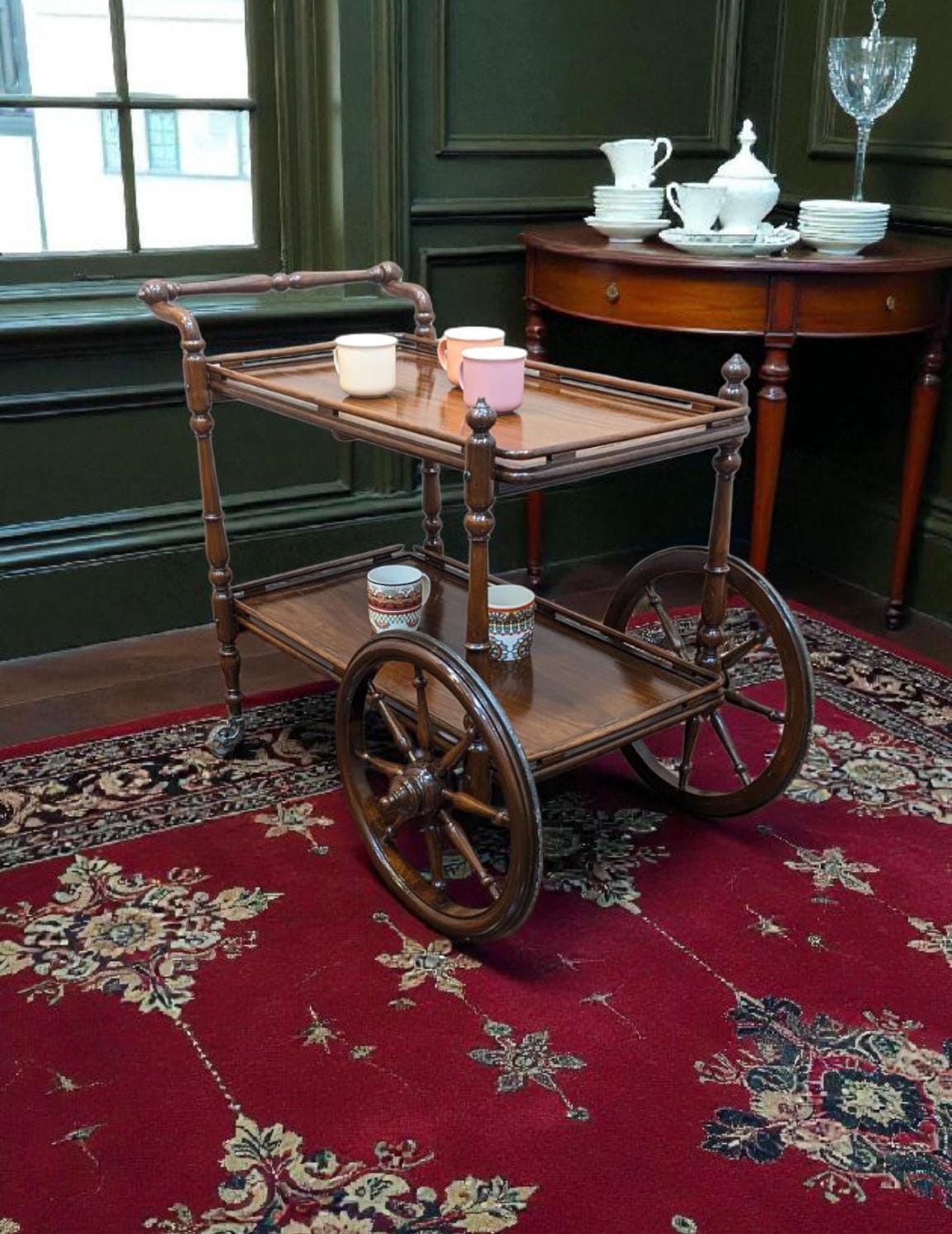 Solid Sheesham Wood Serving Cart