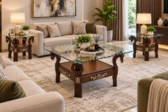 Center Table with 2 Side Tables Set