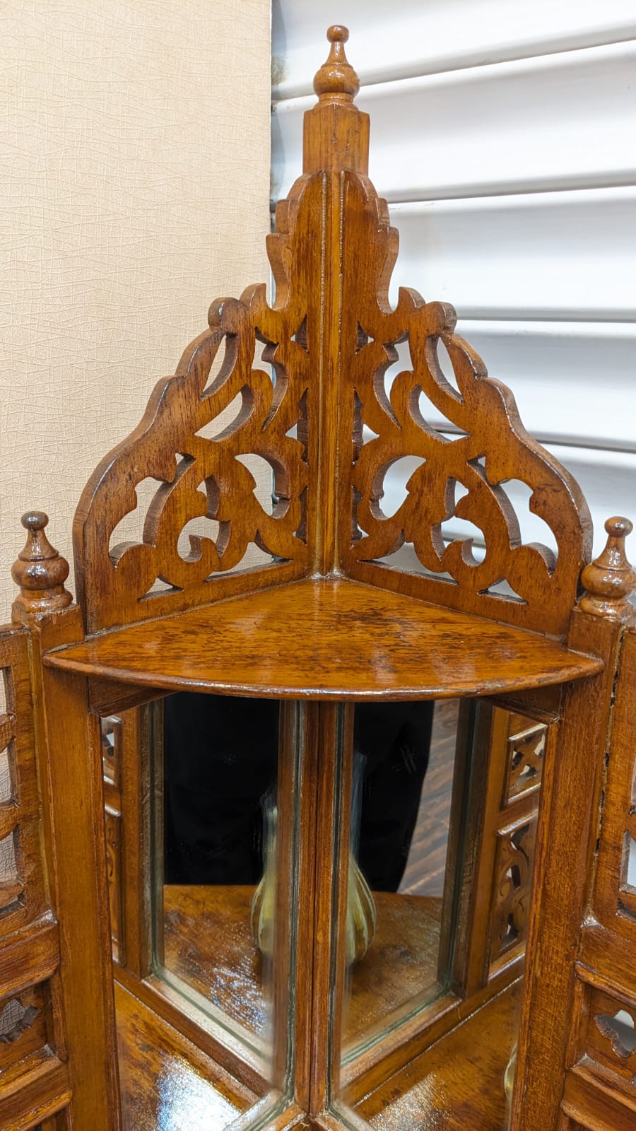 Antique Pure Burma Teak Wood Display Corner