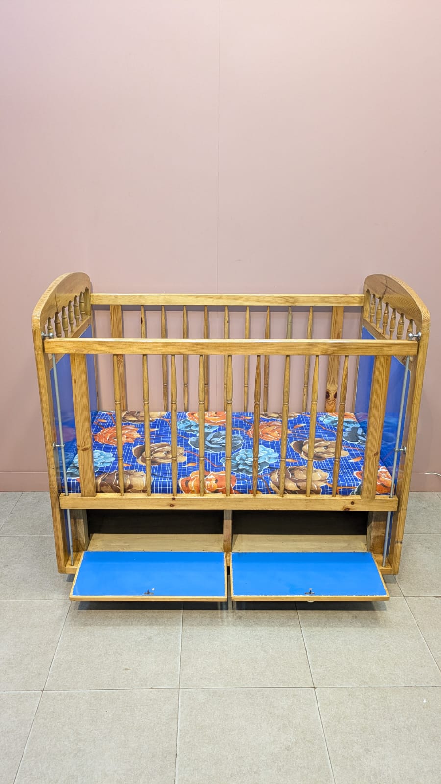 Wooden Baby Cot With Mattress