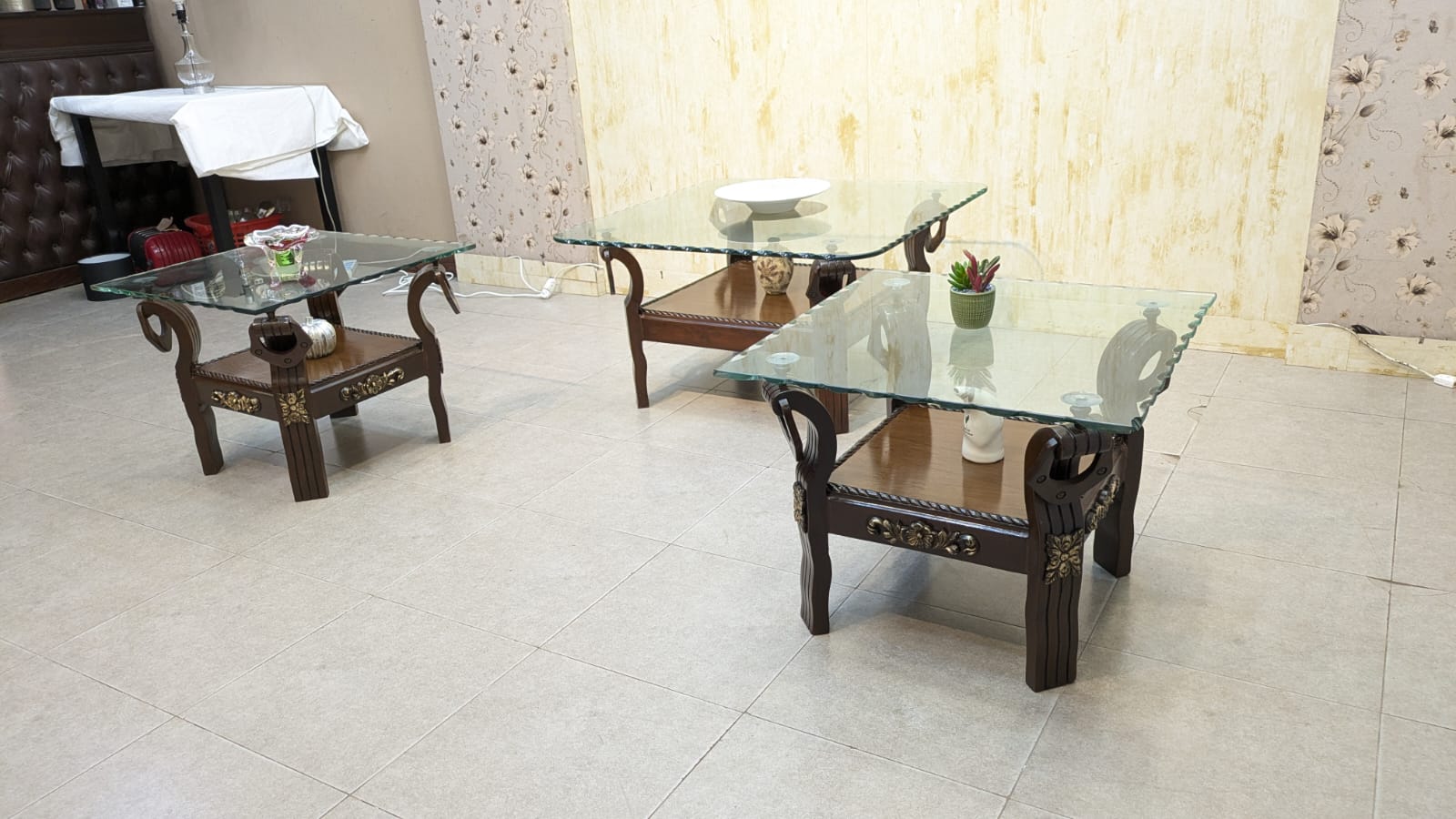 Center Table with 2 Side Tables Set