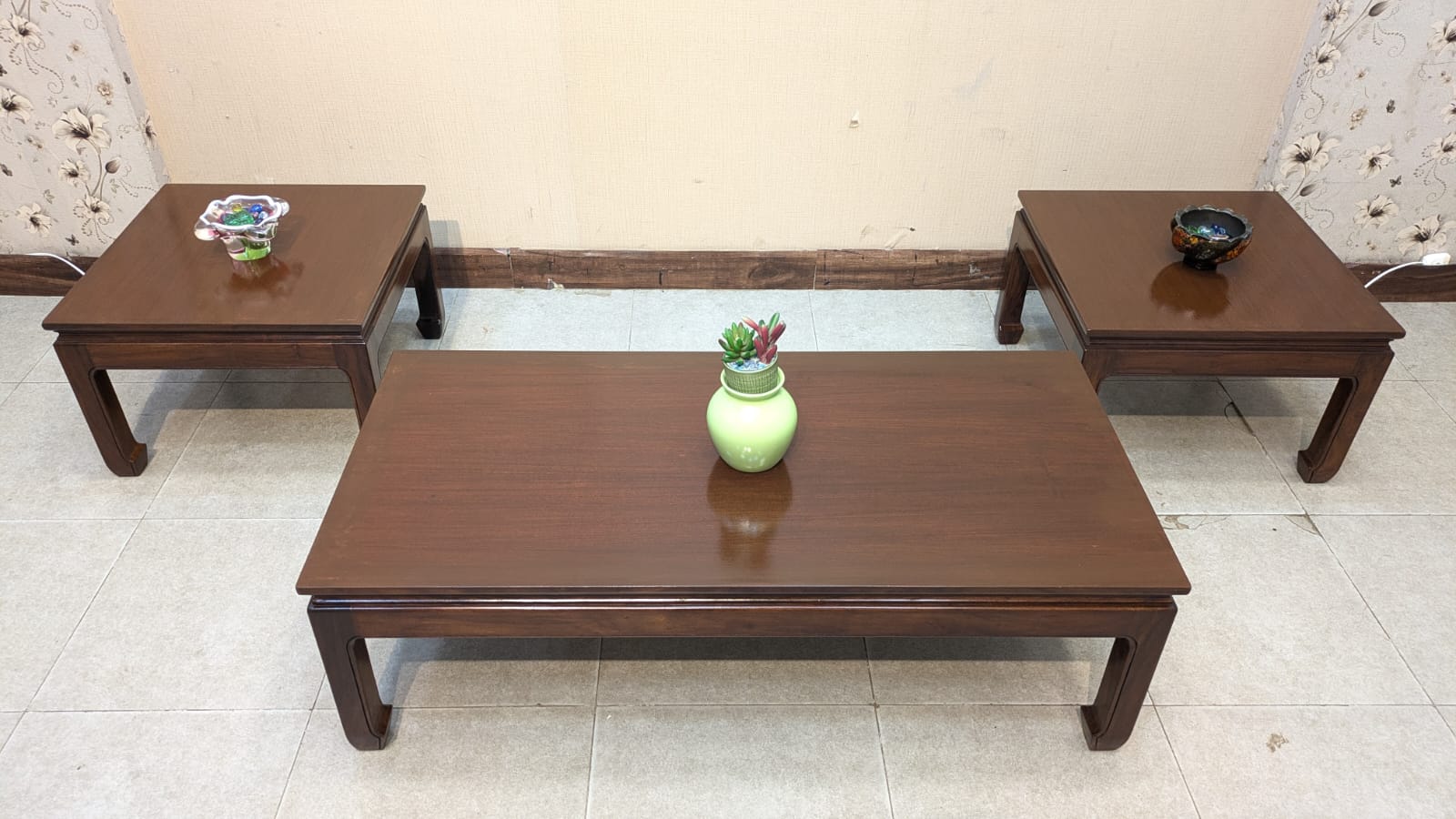 Center Table with 2 Side Tables Set