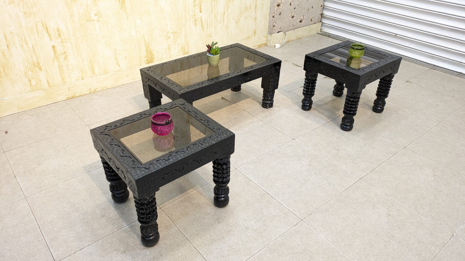 Solid Sheesham Wood Center and Side Tables Set