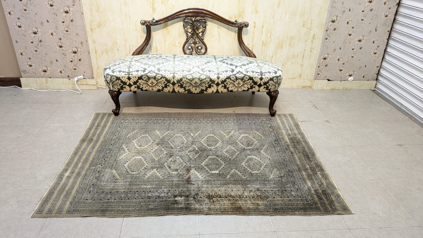 Vintage Hand-Knotted Bokhara Tribal Wool Carpet.