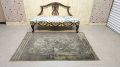 Vintage Hand-Knotted Bokhara Tribal Wool Carpet.